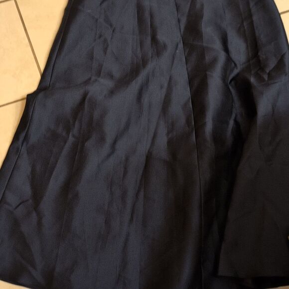 NWT Alfred Sung V-Neck Full Skirt Satin Maxi Dress Midnight Navy Blue Size 0 - Picture 5 of 13